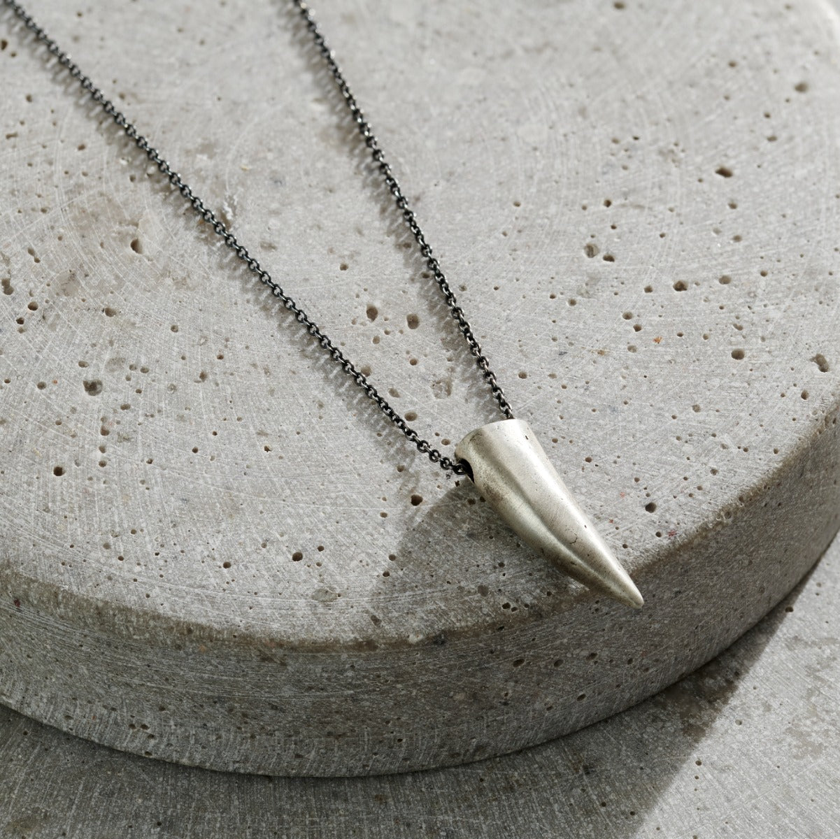 Men's Oxidised Silver Sharks Tooth Necklace