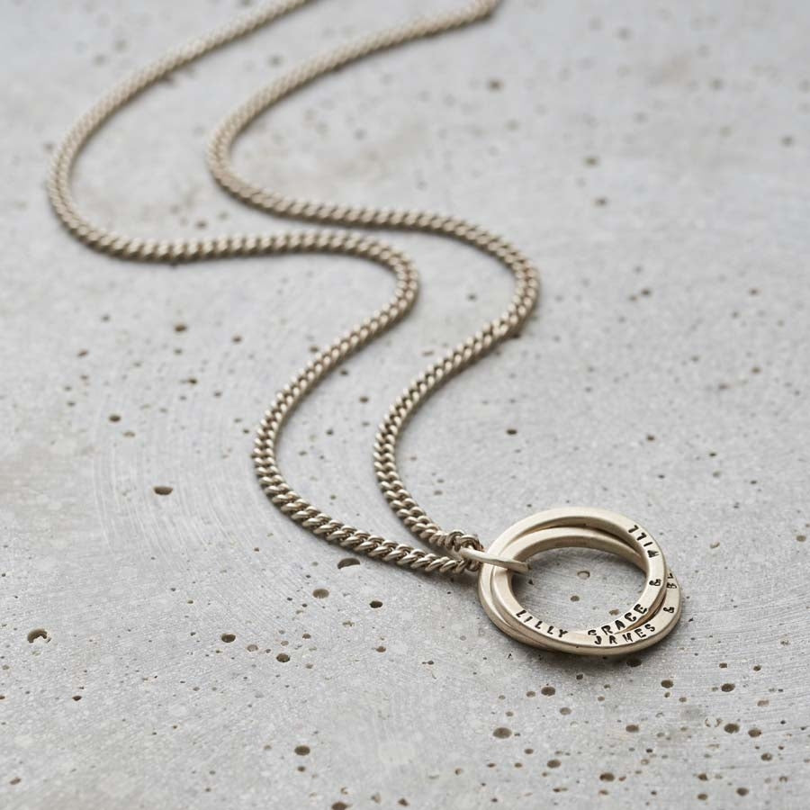 Personalised Men's Silver Interlinking Ring Necklace