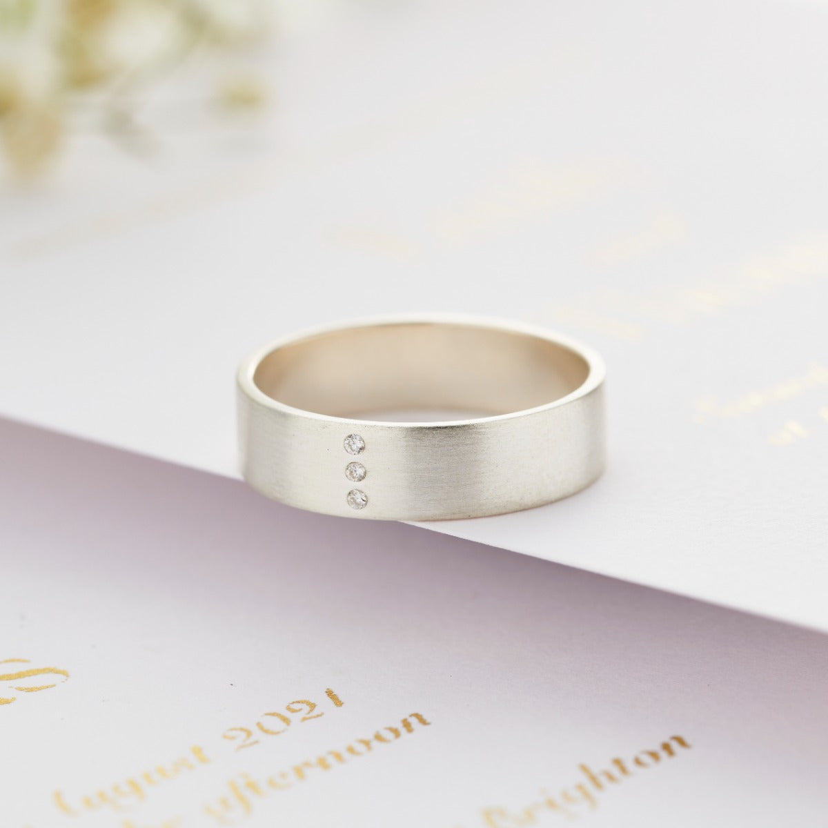 Triple Diamond Personalised Ring