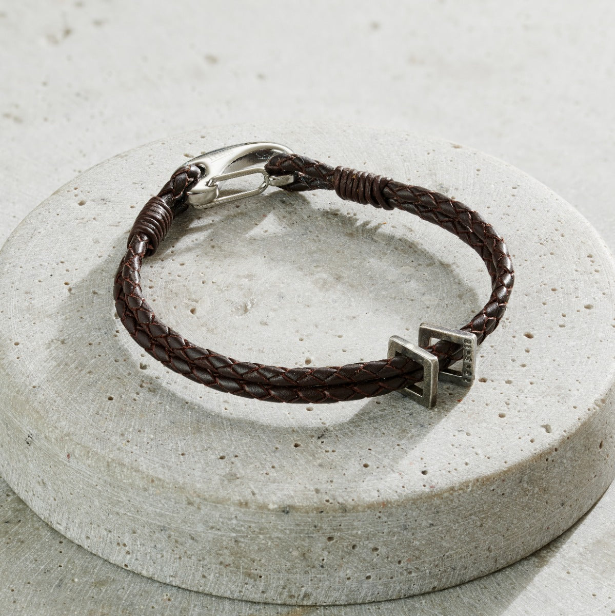 Men's Personalised Double Leather Message Bracelet