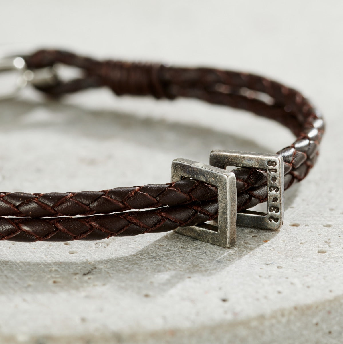 Men's Personalised Double Leather Message Bracelet