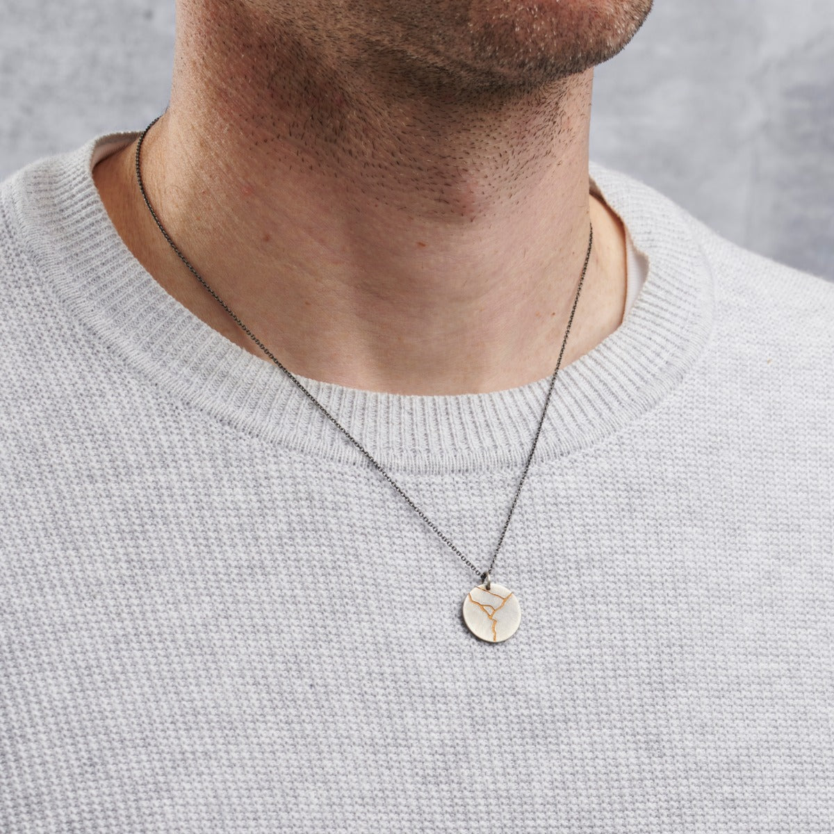 Men's Personalised Kintsugi Disc Necklace