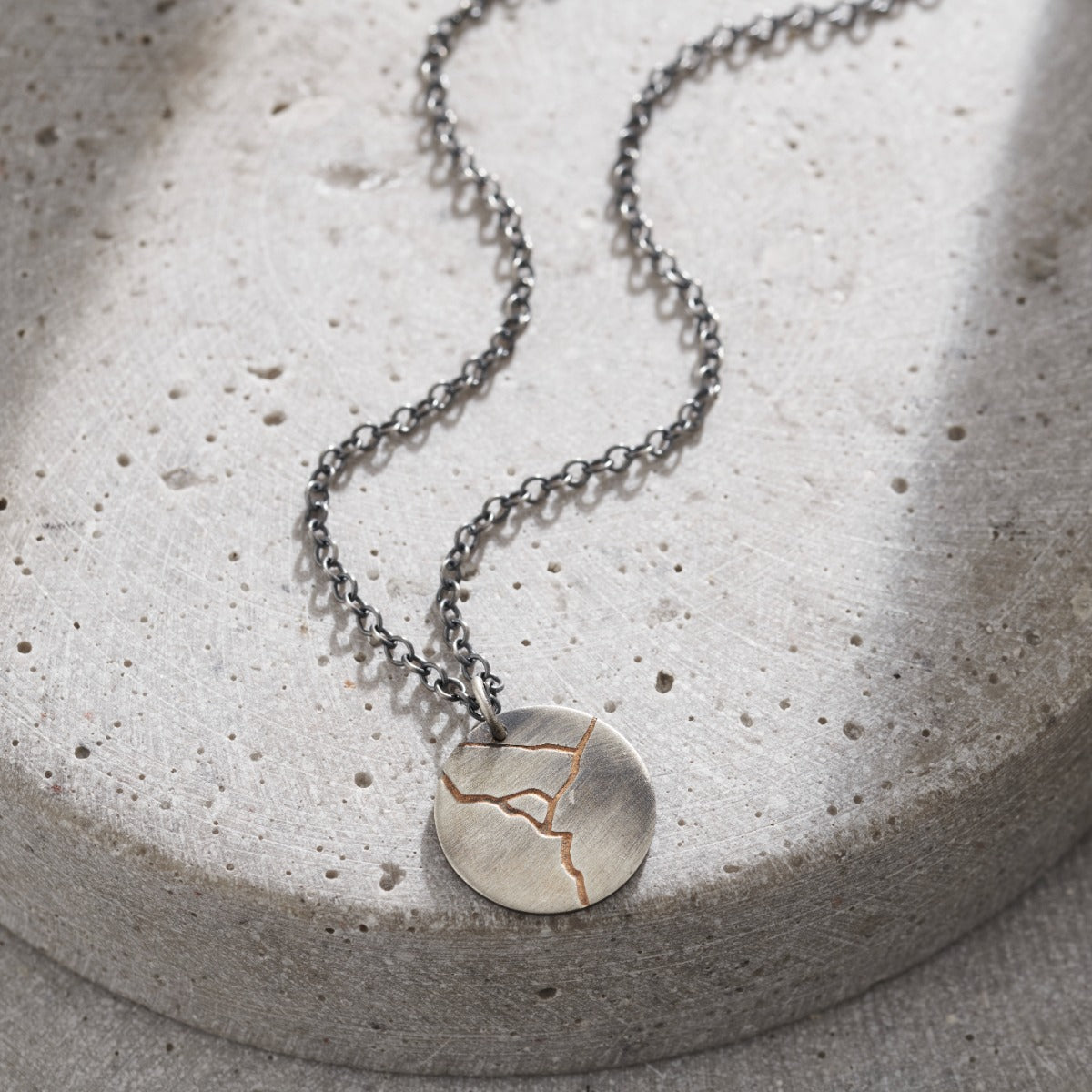 Men's Personalised Kintsugi Disc Necklace