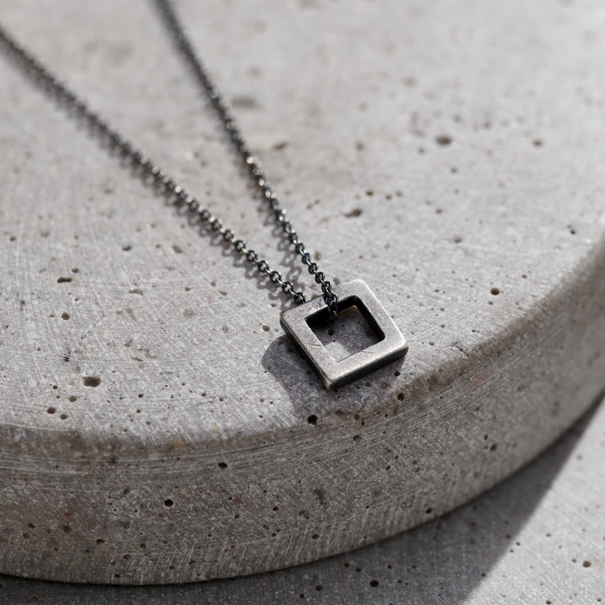 Mens Oxidised Geometric Necklace