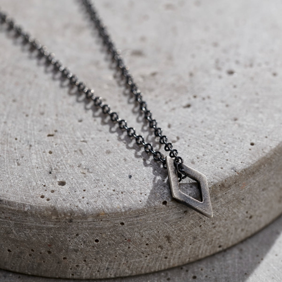 Mens Oxidised Geometric Necklace