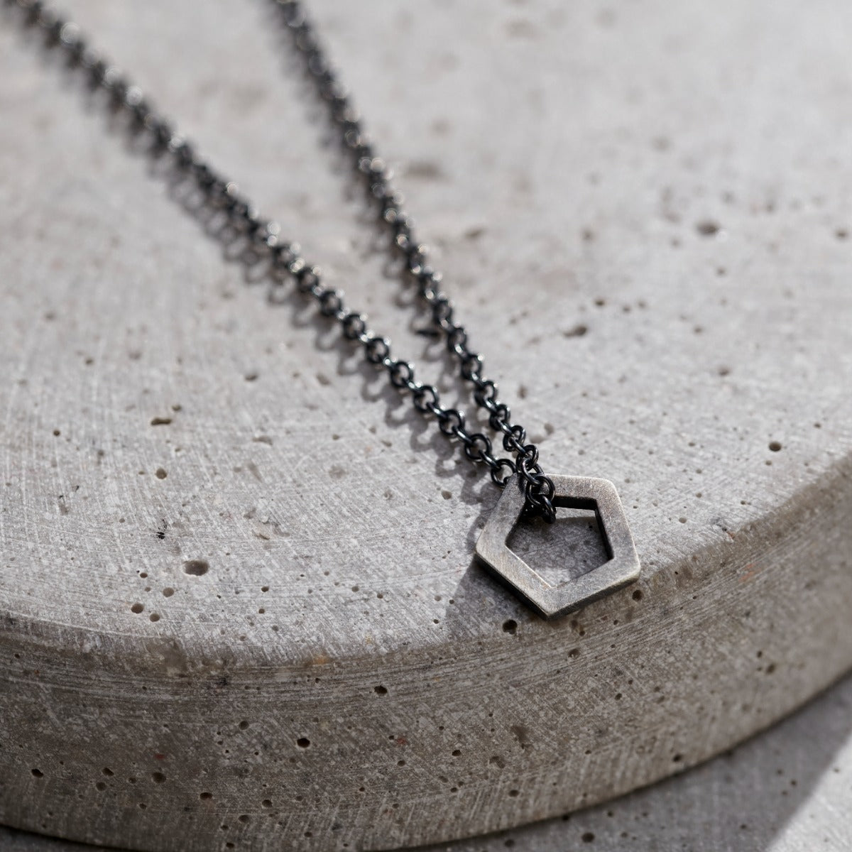 Mens Oxidised Geometric Necklace