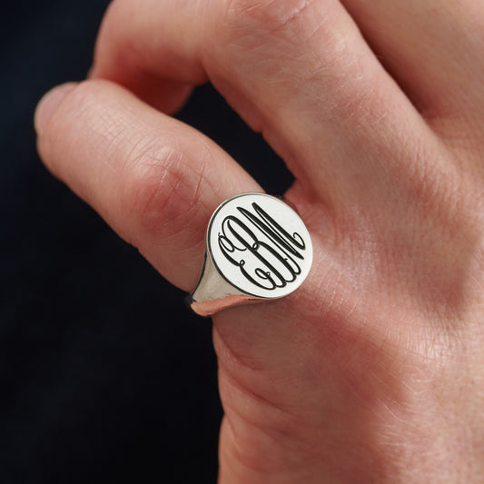 Men's Chunky Monogrammed Signet Ring