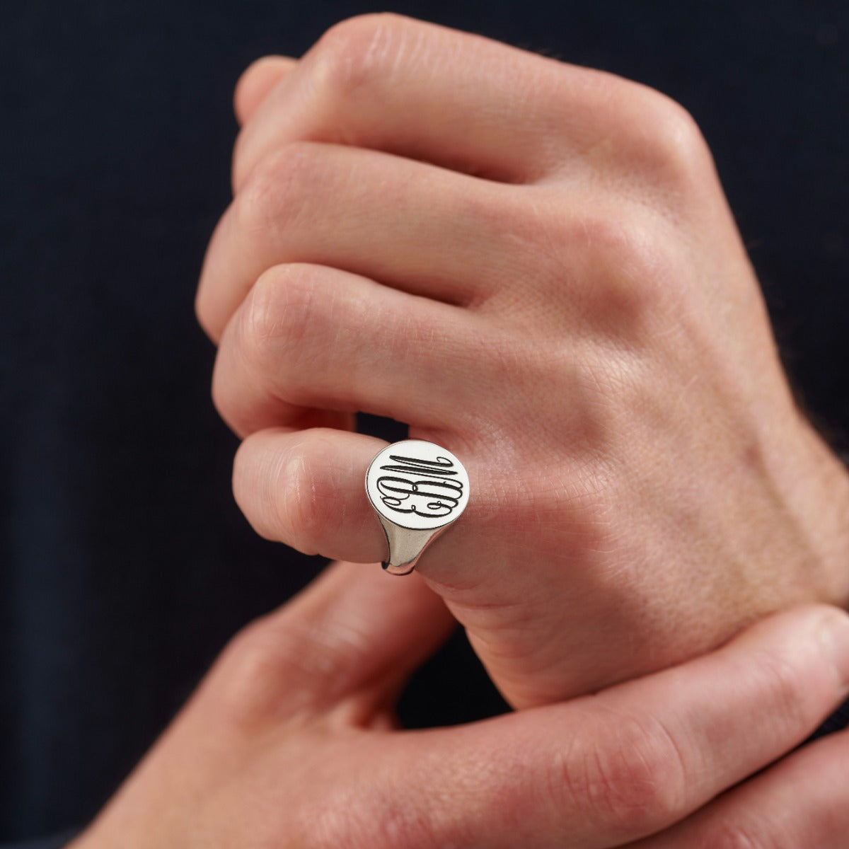 Men's Chunky Monogrammed Signet Ring