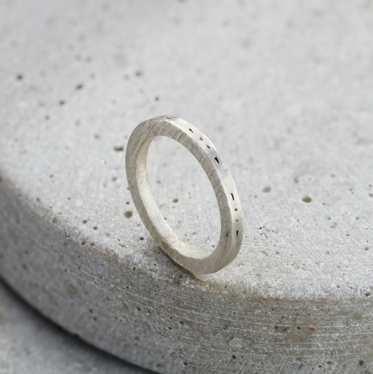 Hammered Personalised Morse Code Ring