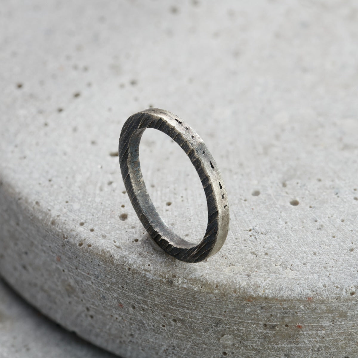 Hammered Personalised Morse Code Ring