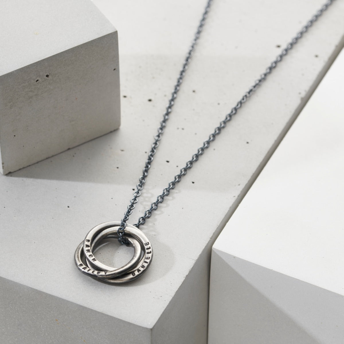 Personalised Men's Oxidised Russian Ring Necklace