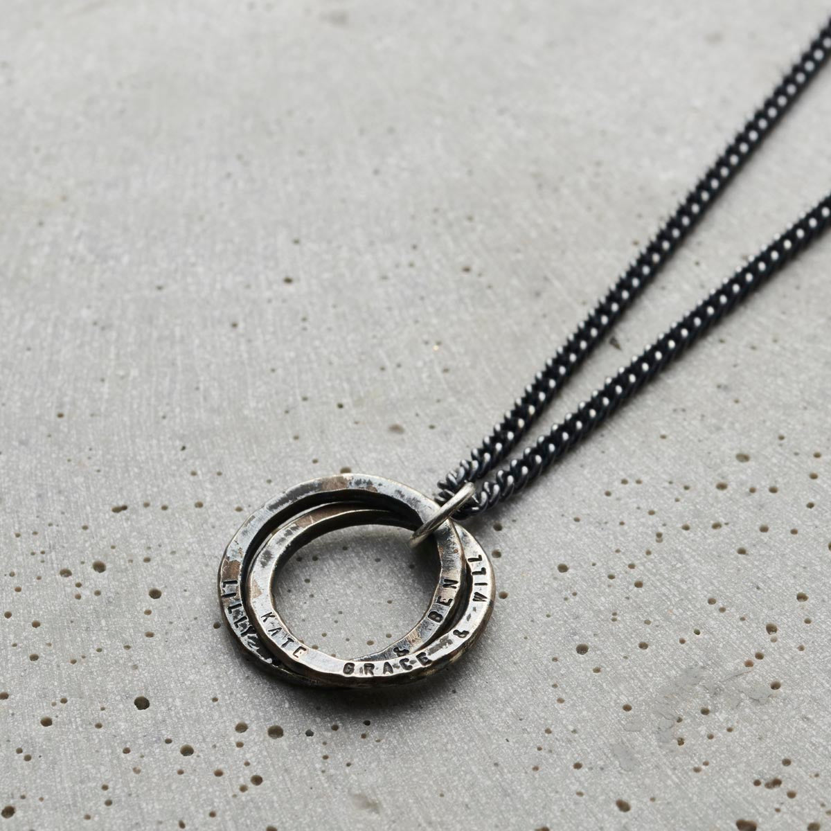 Personalised Men's Textured Interlinking Hoops Necklace