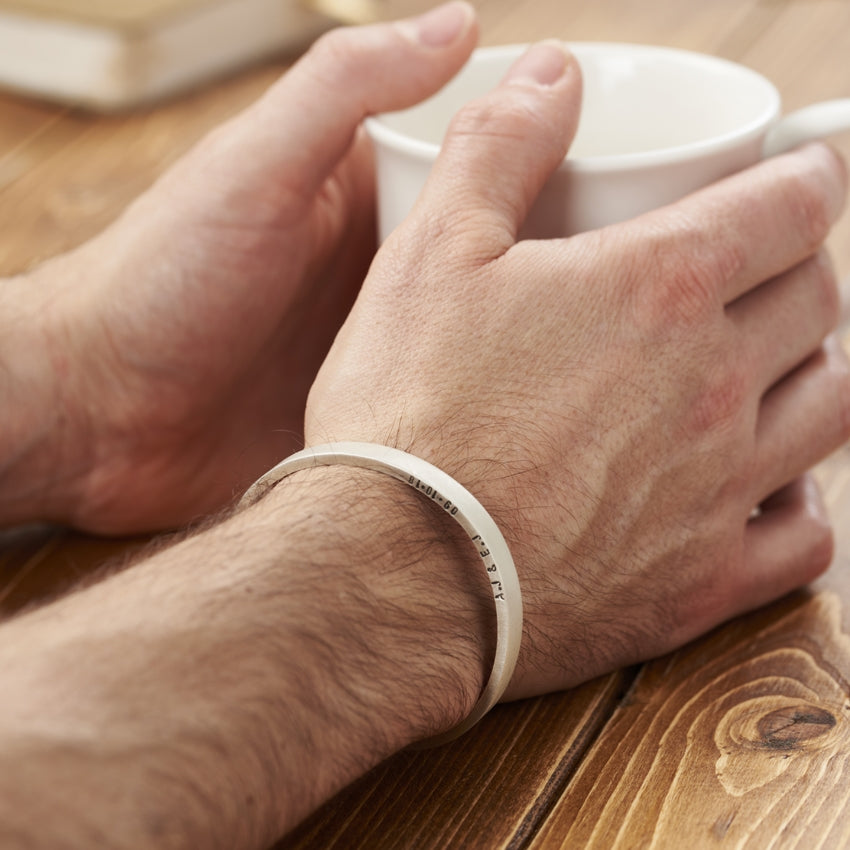 Personalised Men's Brushed Silver Cuff