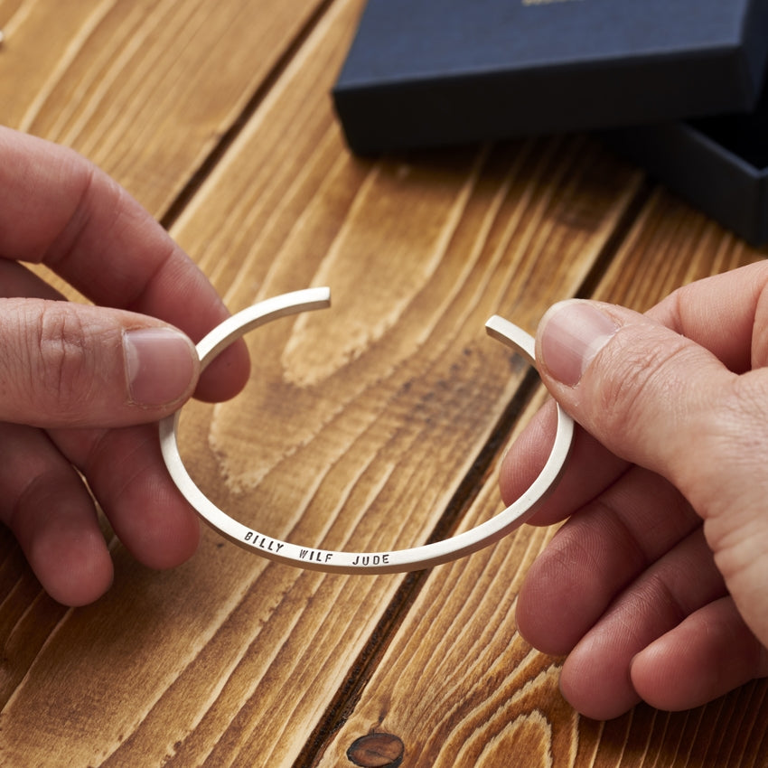 Personalised Men's Slim Silver Cuff