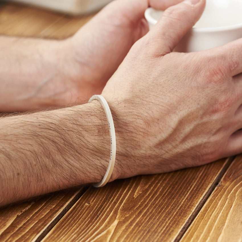 Personalised Men's Slim Silver Cuff