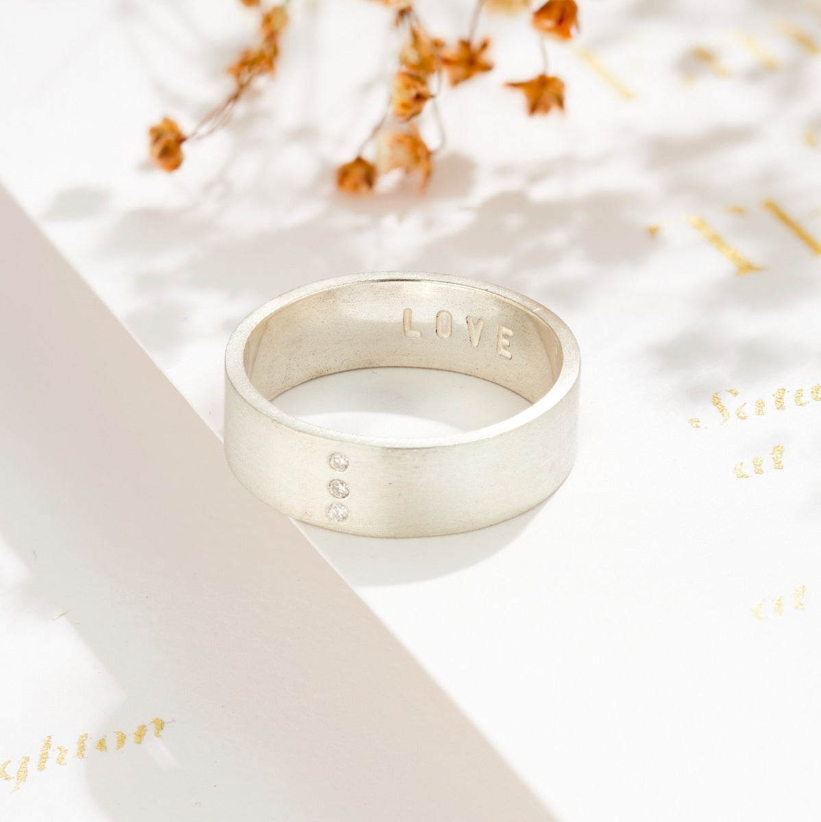 Triple Diamond Personalised Ring