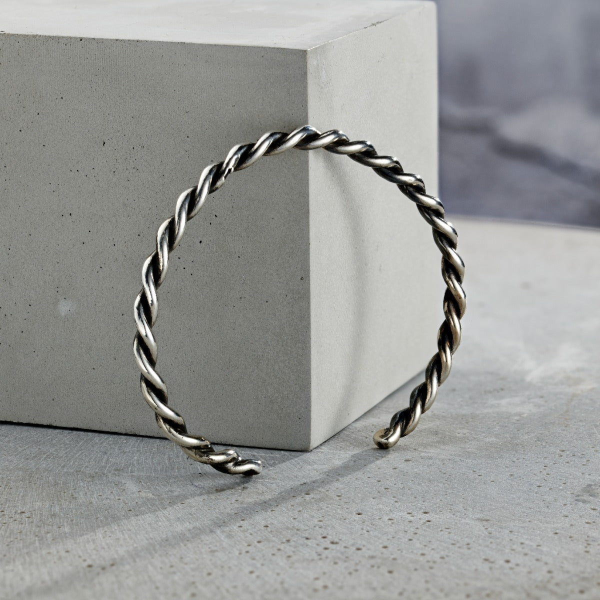 Men's Twisted Oxidised Silver Cuff