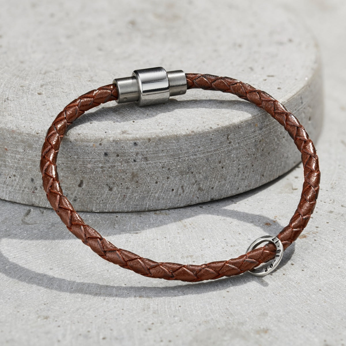 Men's Personalised Fine Leather Message Bracelet