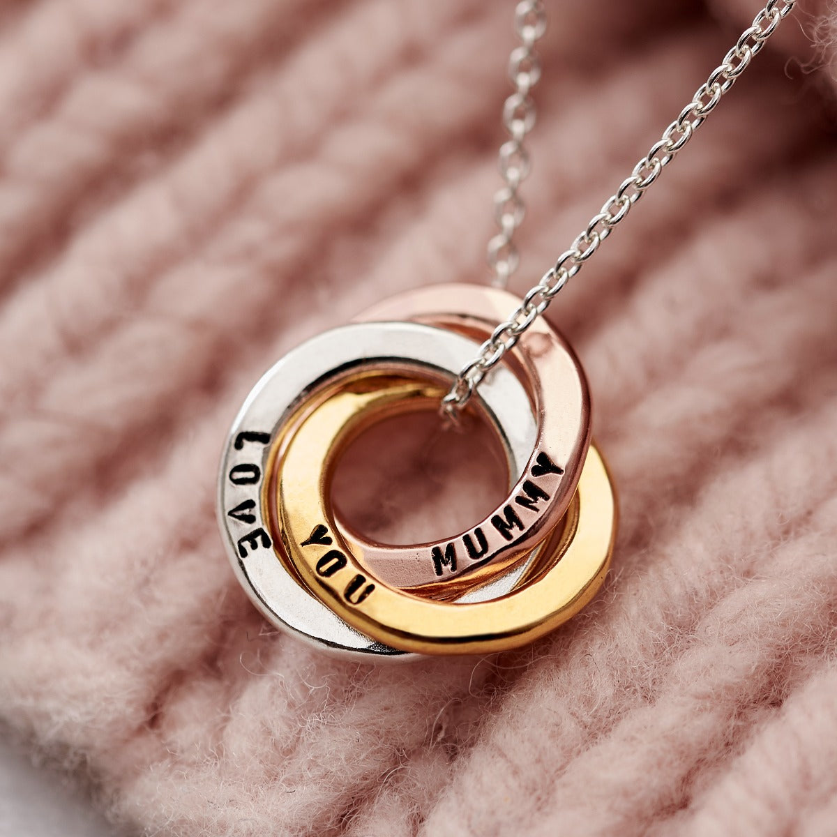 Personalised Mixed Gold Mini Russian Ring Necklace