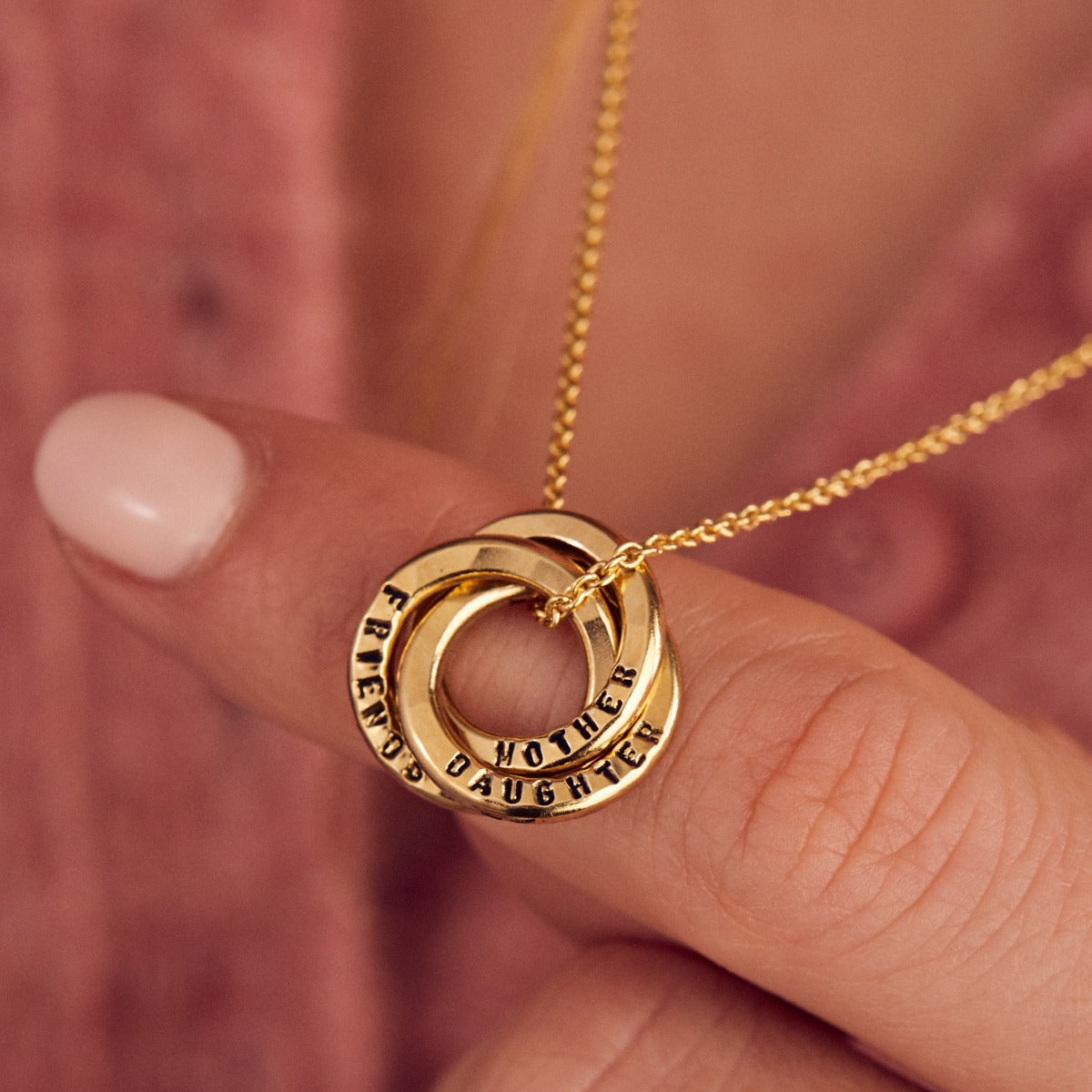 Personalised 9ct Gold Mini Russian Ring Necklace