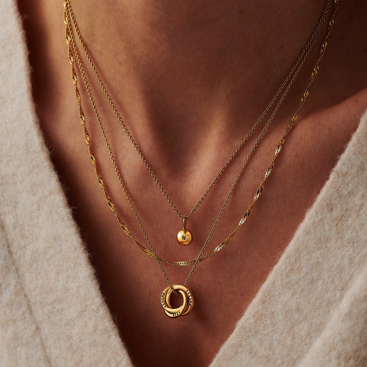 9ct Gold Molten Orb Initial Necklace