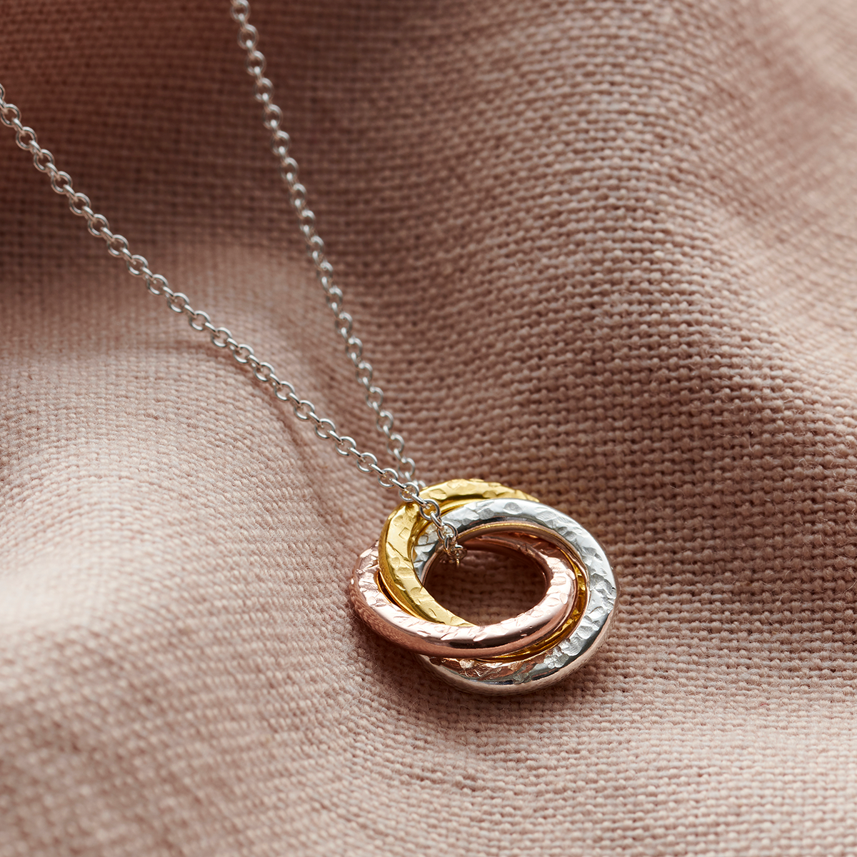 Personalised Textured Mixed Gold Mini Russian Ring Necklace