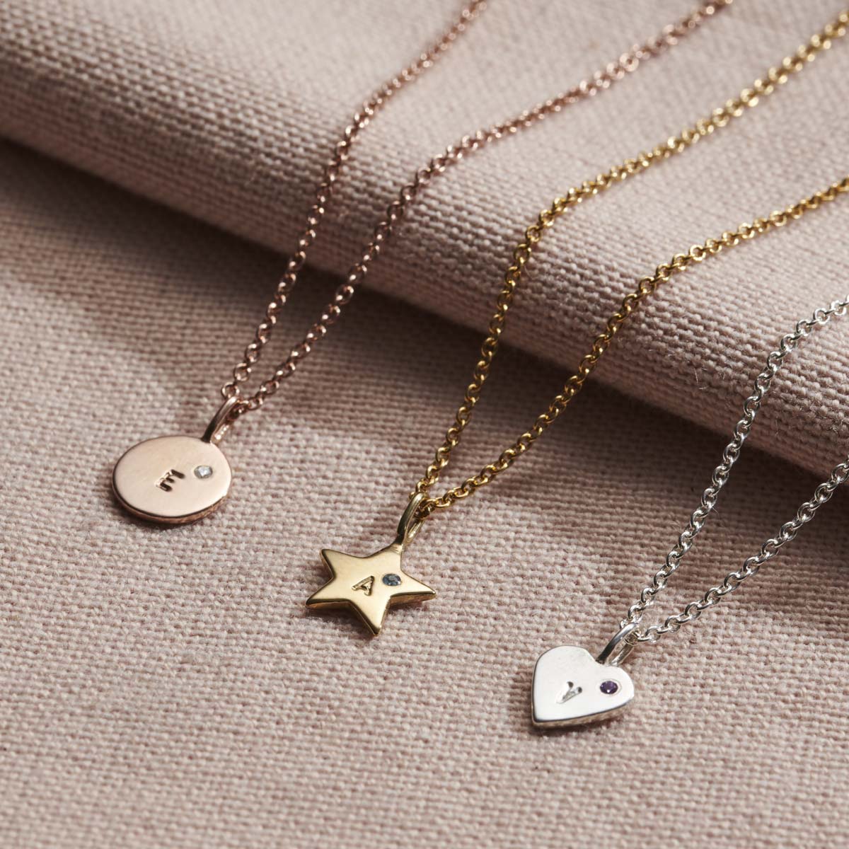 Personalised Mini Star Initial Birthstone Necklace