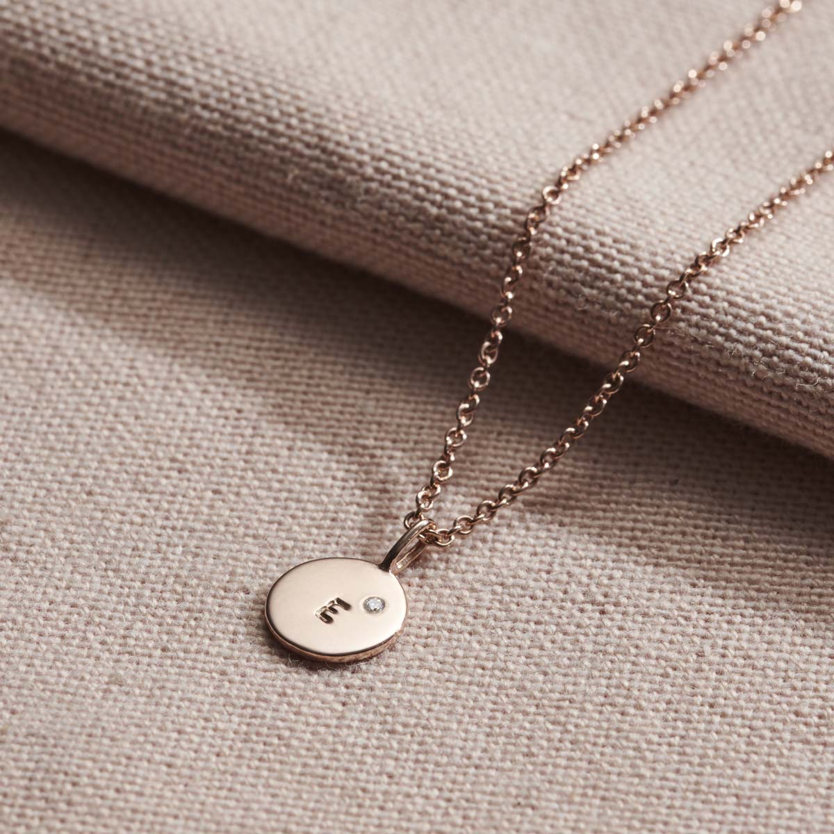 Personalised Mini Disc Initial Birthstone Necklace