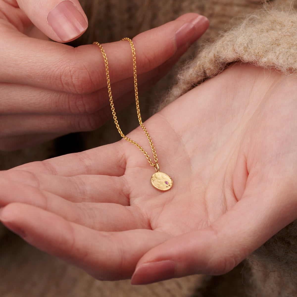 Mini Confetti Birthstone Disc necklace