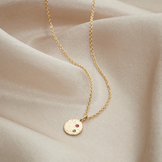 9ct Gold Mini Confetti Birthstone Disc Necklace