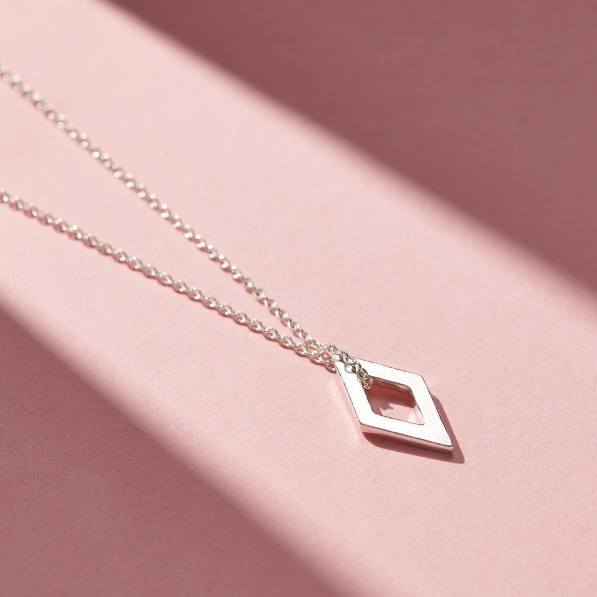 Personalised Geometric Mini Open Rhombus Necklace