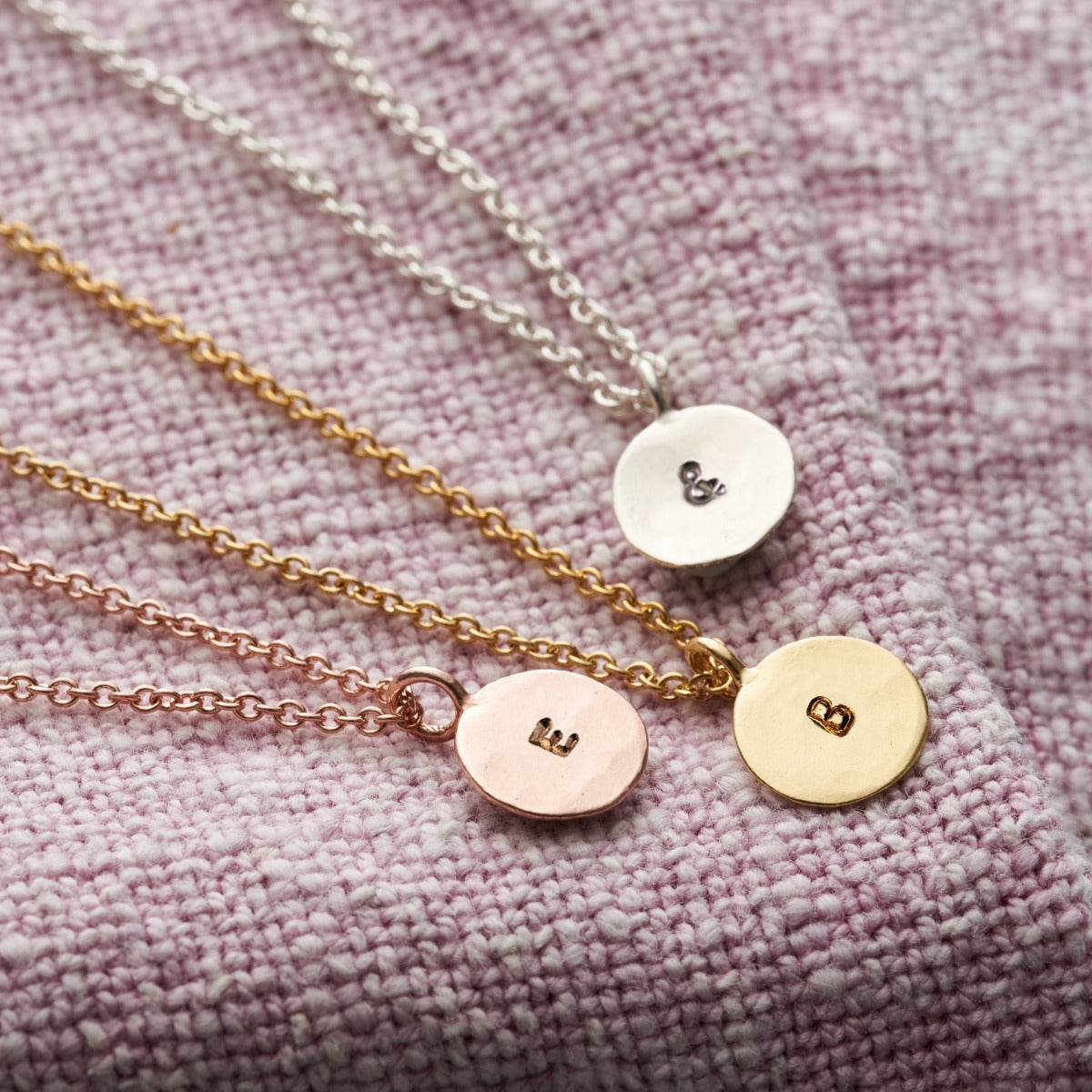 Mini Hammered Disc Initial Necklace