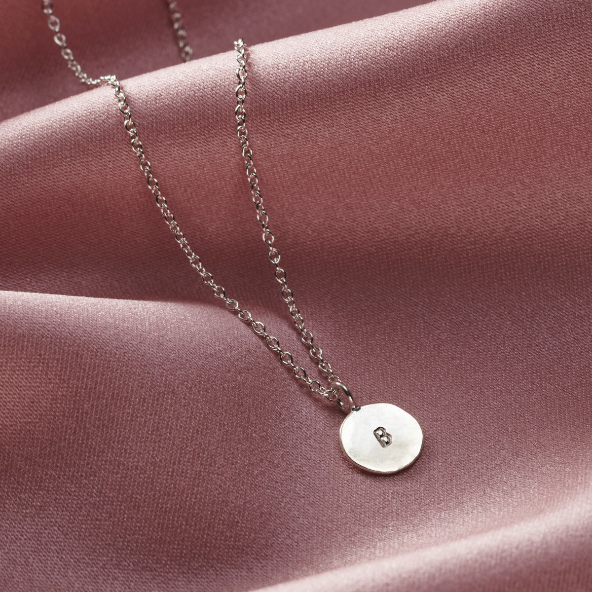 Mini Hammered Disc Initial Necklace