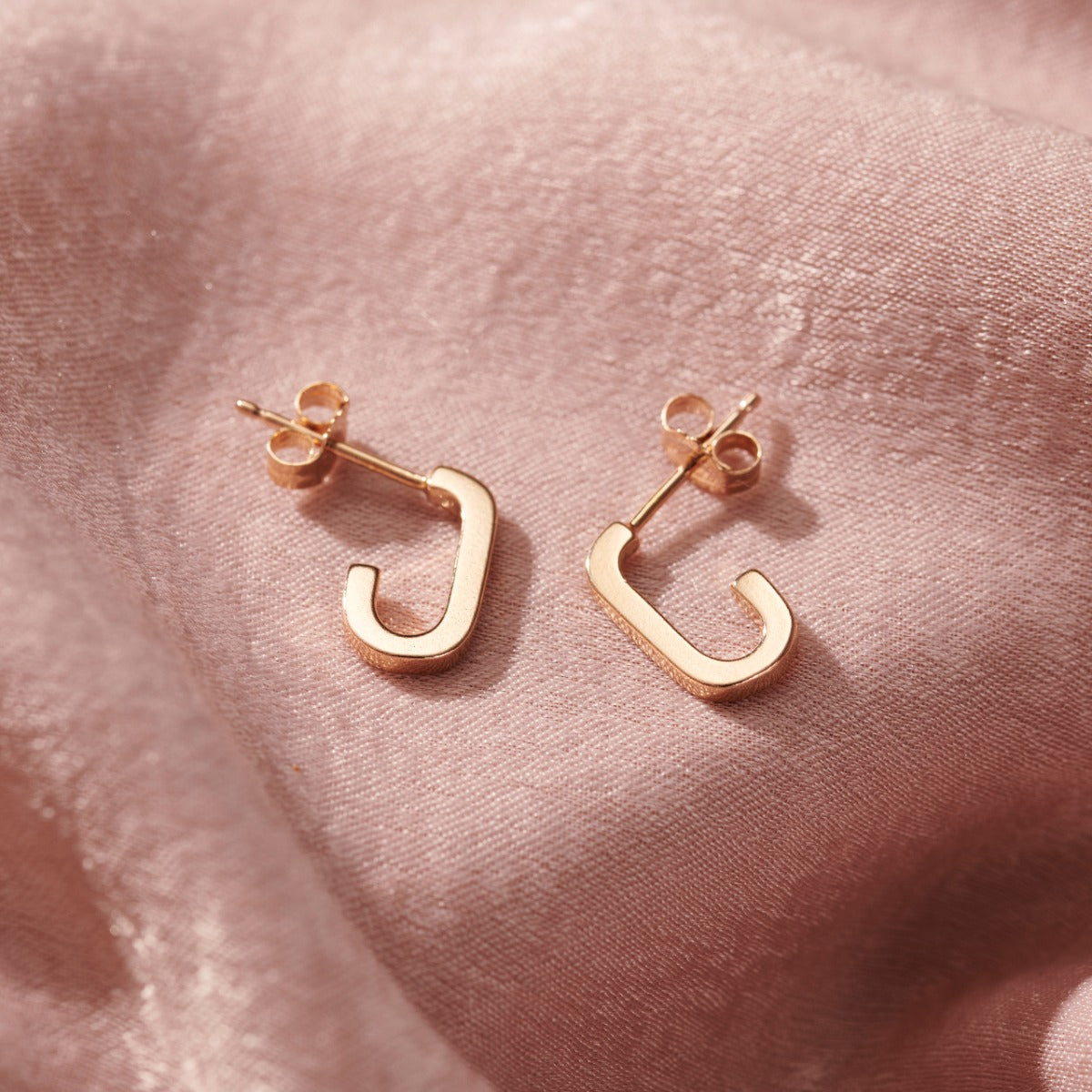 Open Link Huggie Hoop Stud Earrings