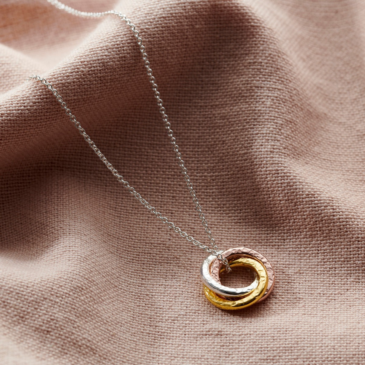 Personalised Textured Mixed Gold Mini Russian Ring Necklace