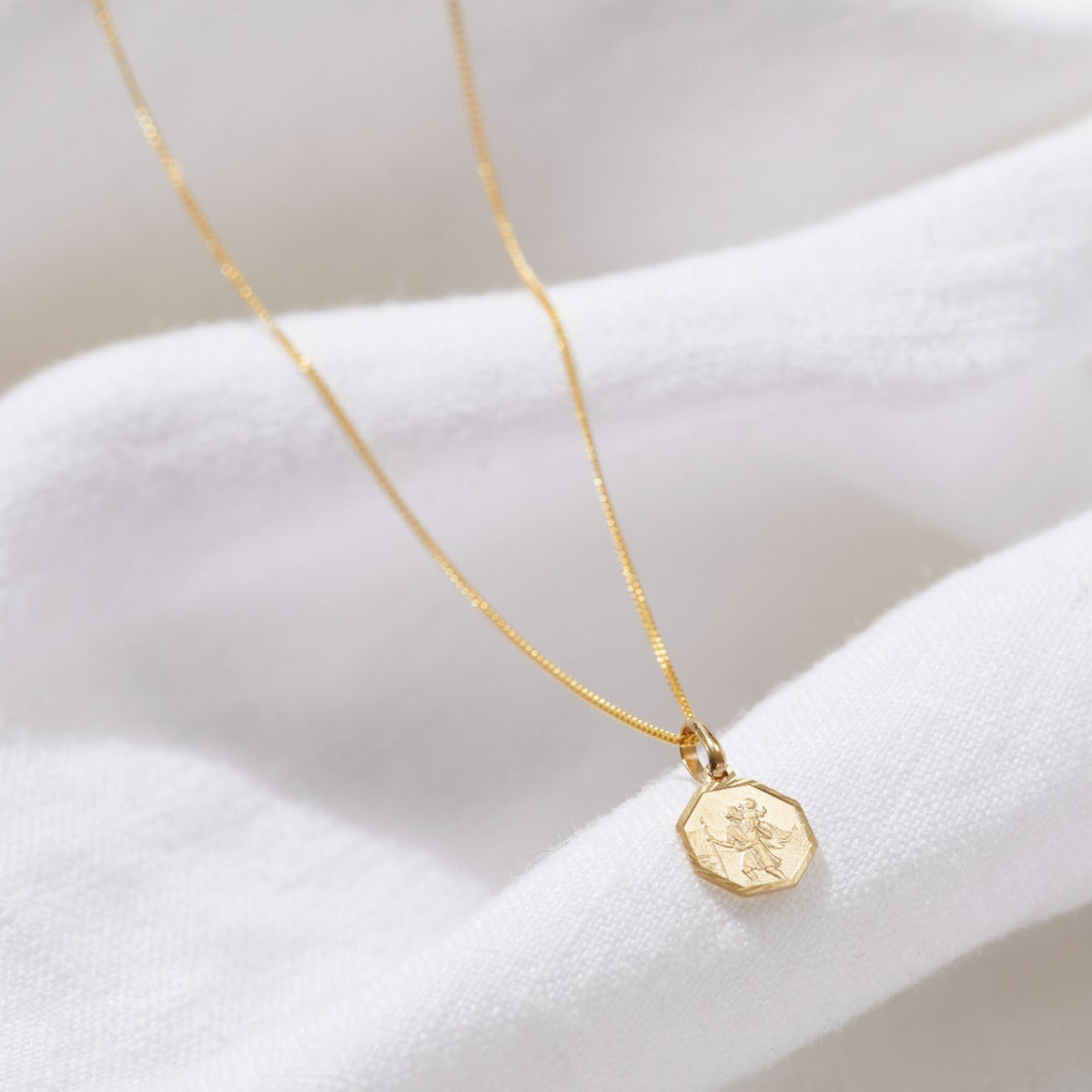 Petite 9ct Gold St Christopher Necklace