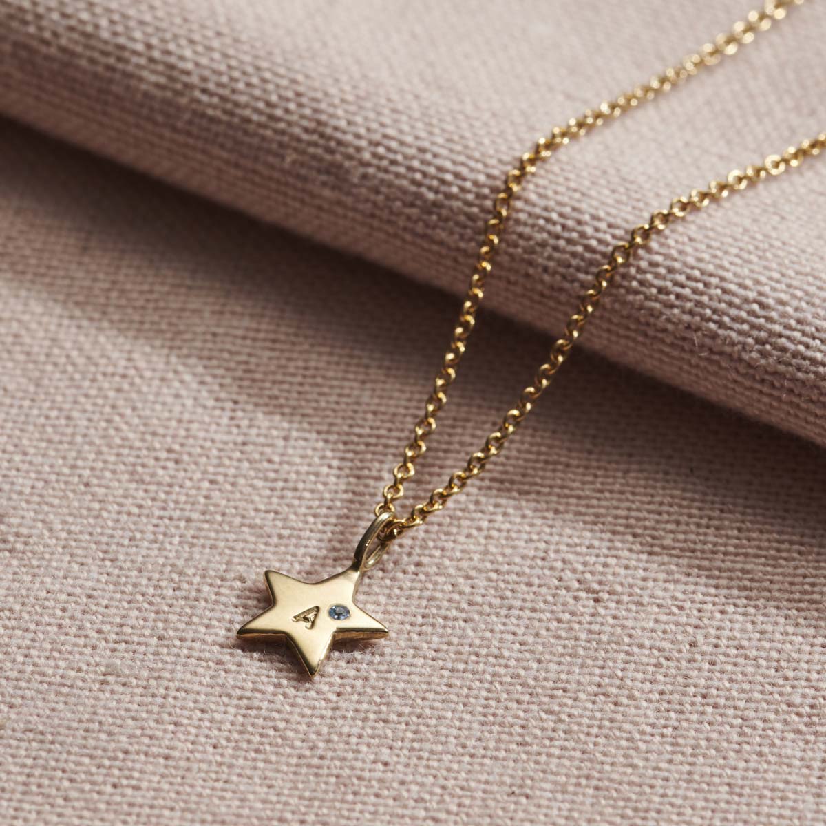 Personalised Mini Star Initial Birthstone Necklace