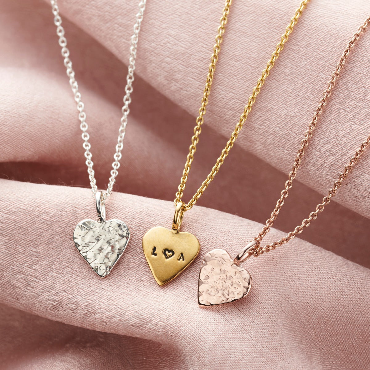 Textured Personalised Heart Charm Necklace