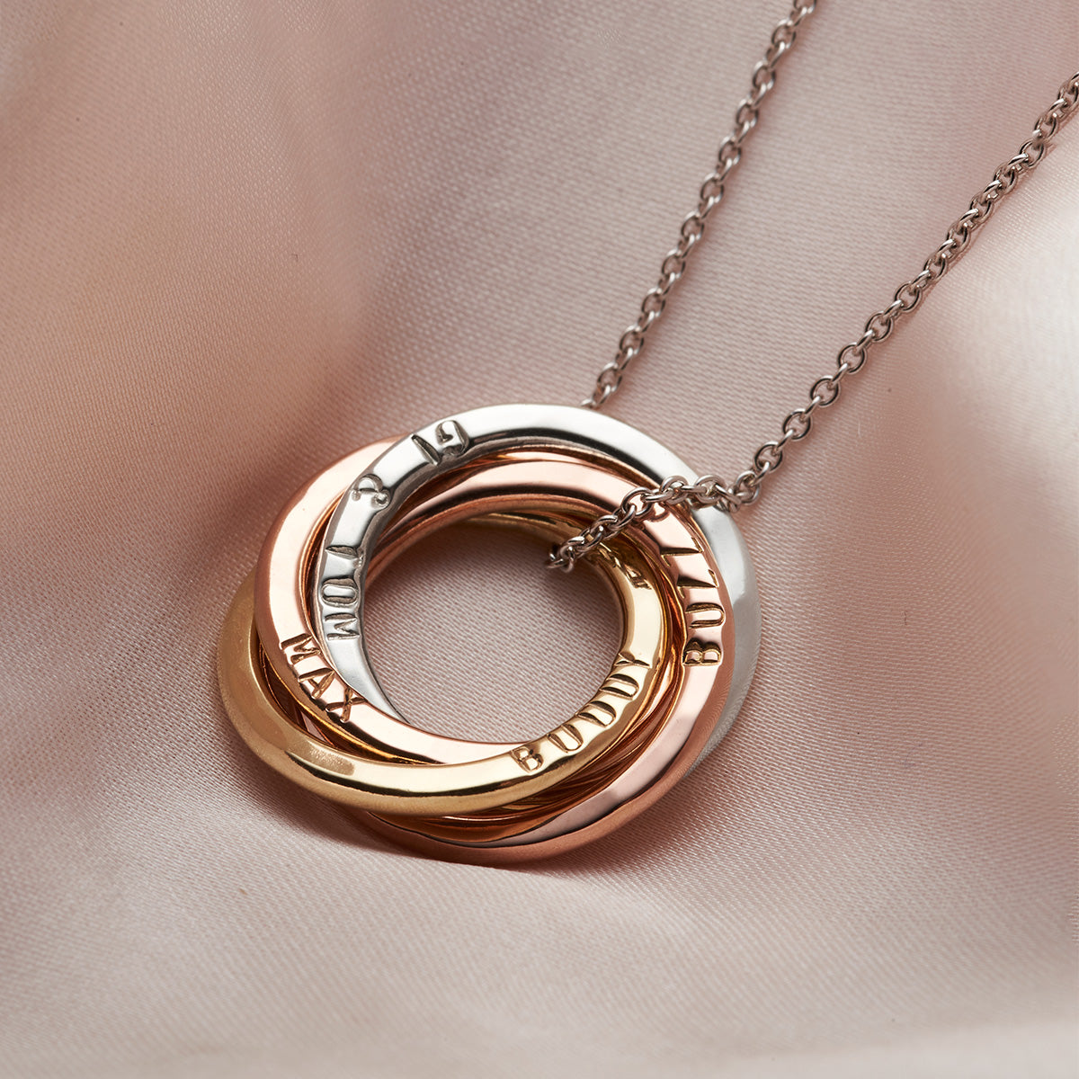 Personalised 9ct Mixed Gold Russian Ring Necklace