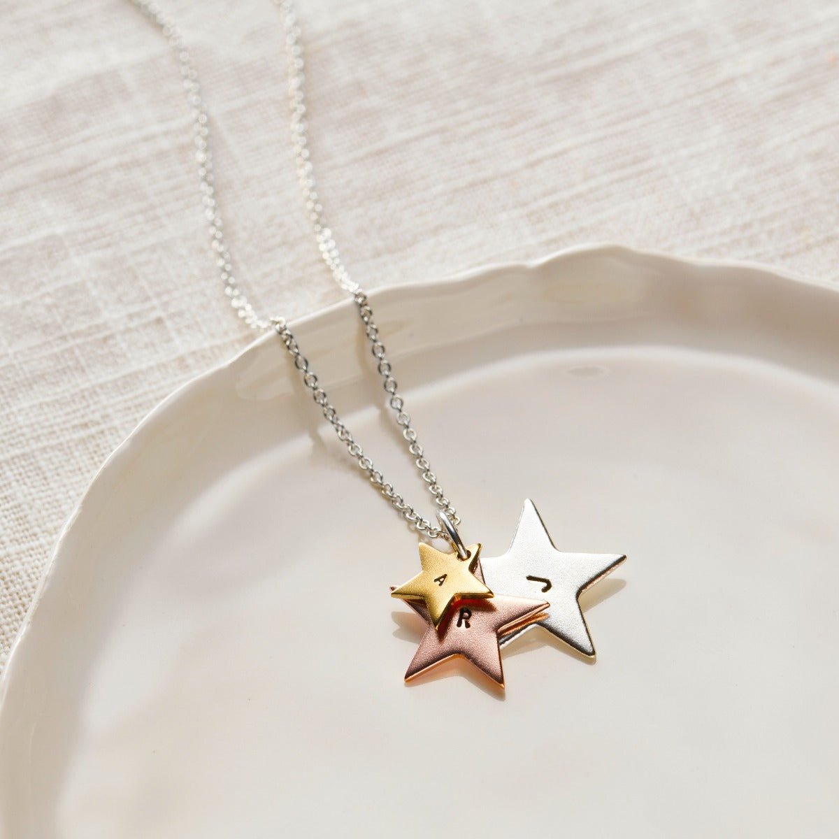 Personalised Mixed Gold Family Star Necklace