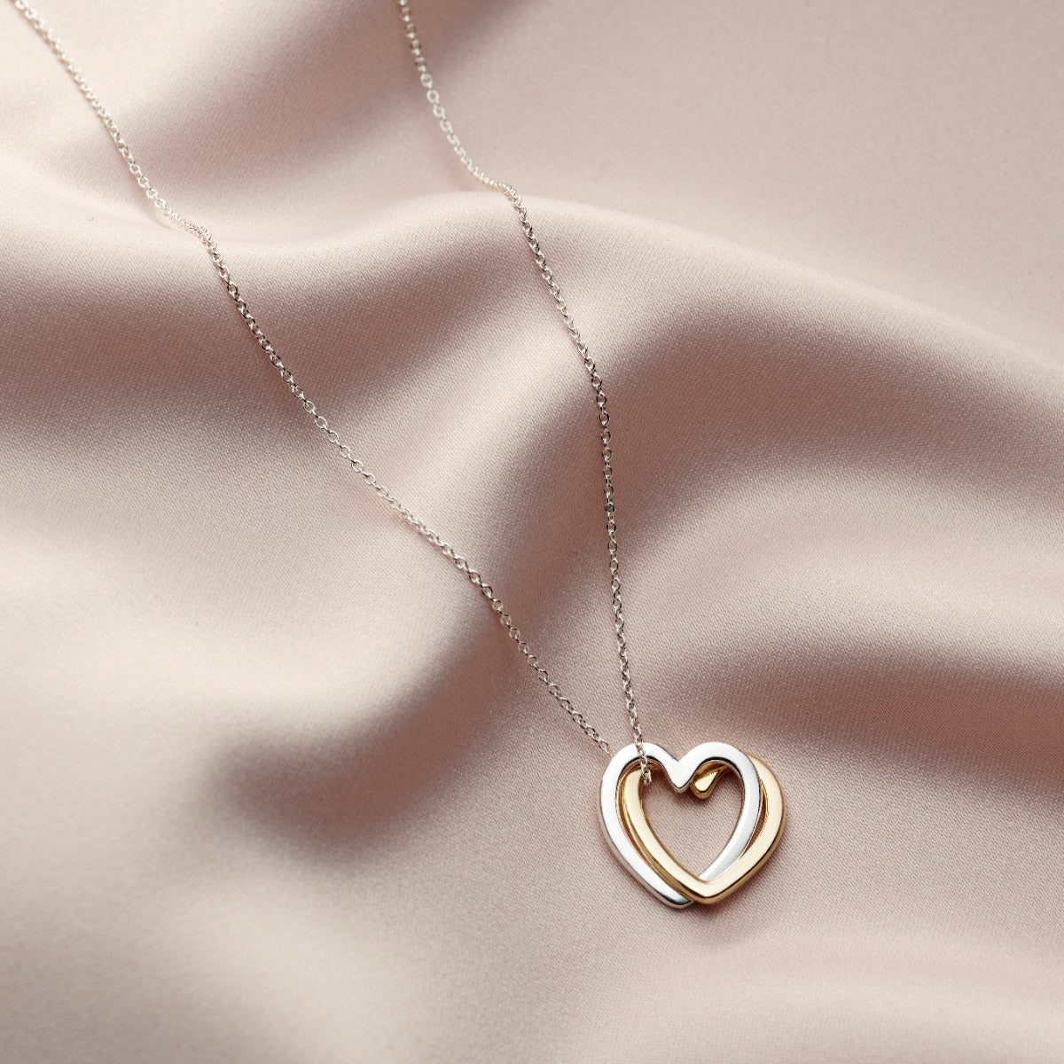 Personalised Interlinking Hearts Necklace With Gold