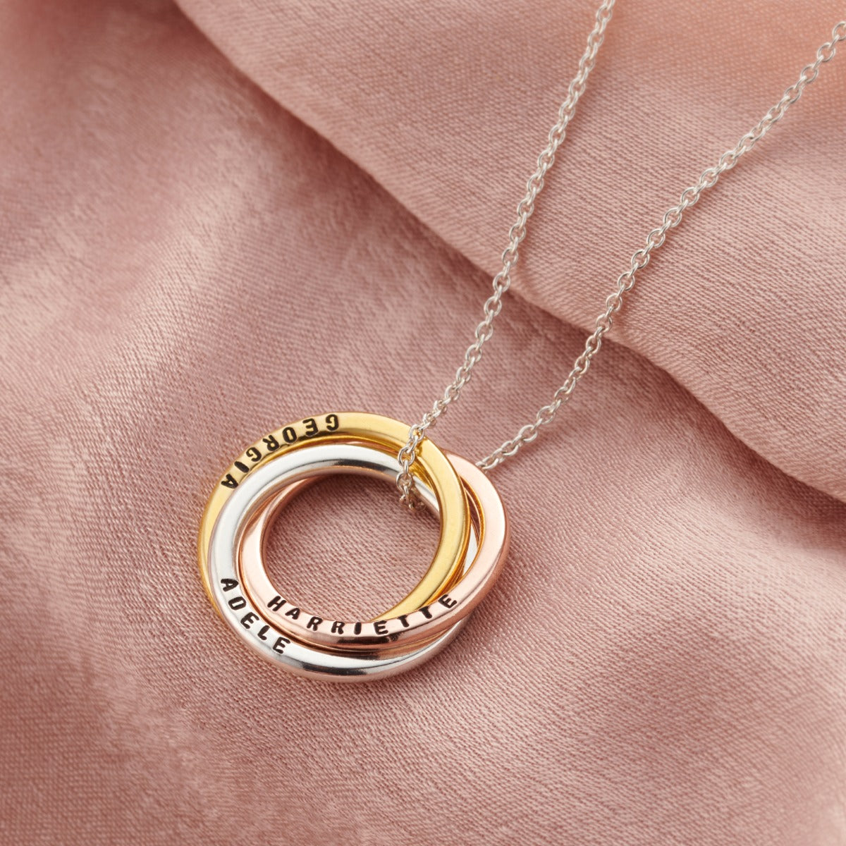 Personalised Mixed Gold Russian Ring Necklace