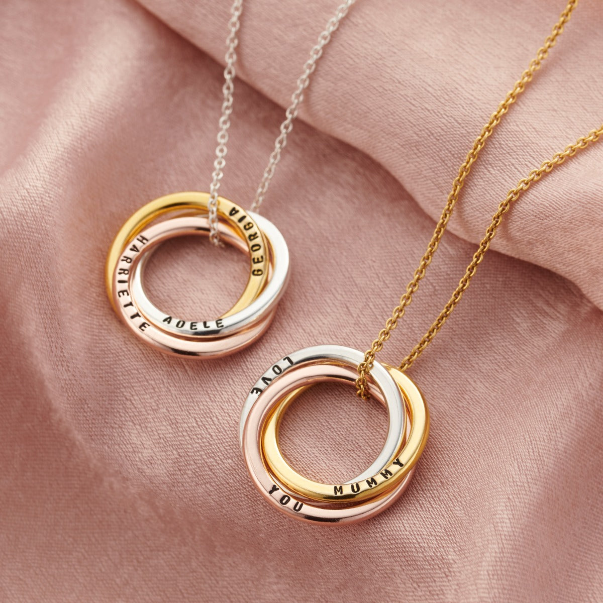 Personalised Mixed Gold Russian Ring Necklace