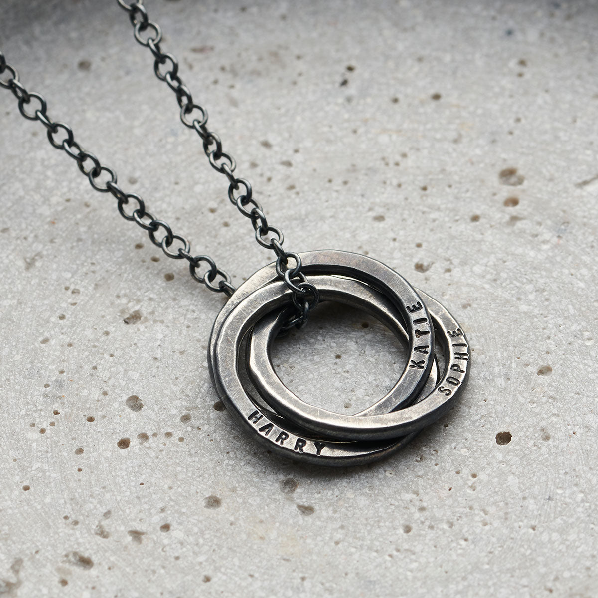 Personalised Men's Textured Russian Ring Necklace