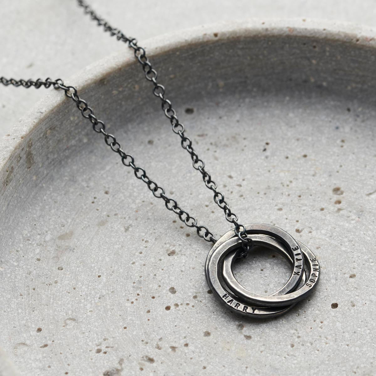 Personalised Men's Textured Russian Ring Necklace