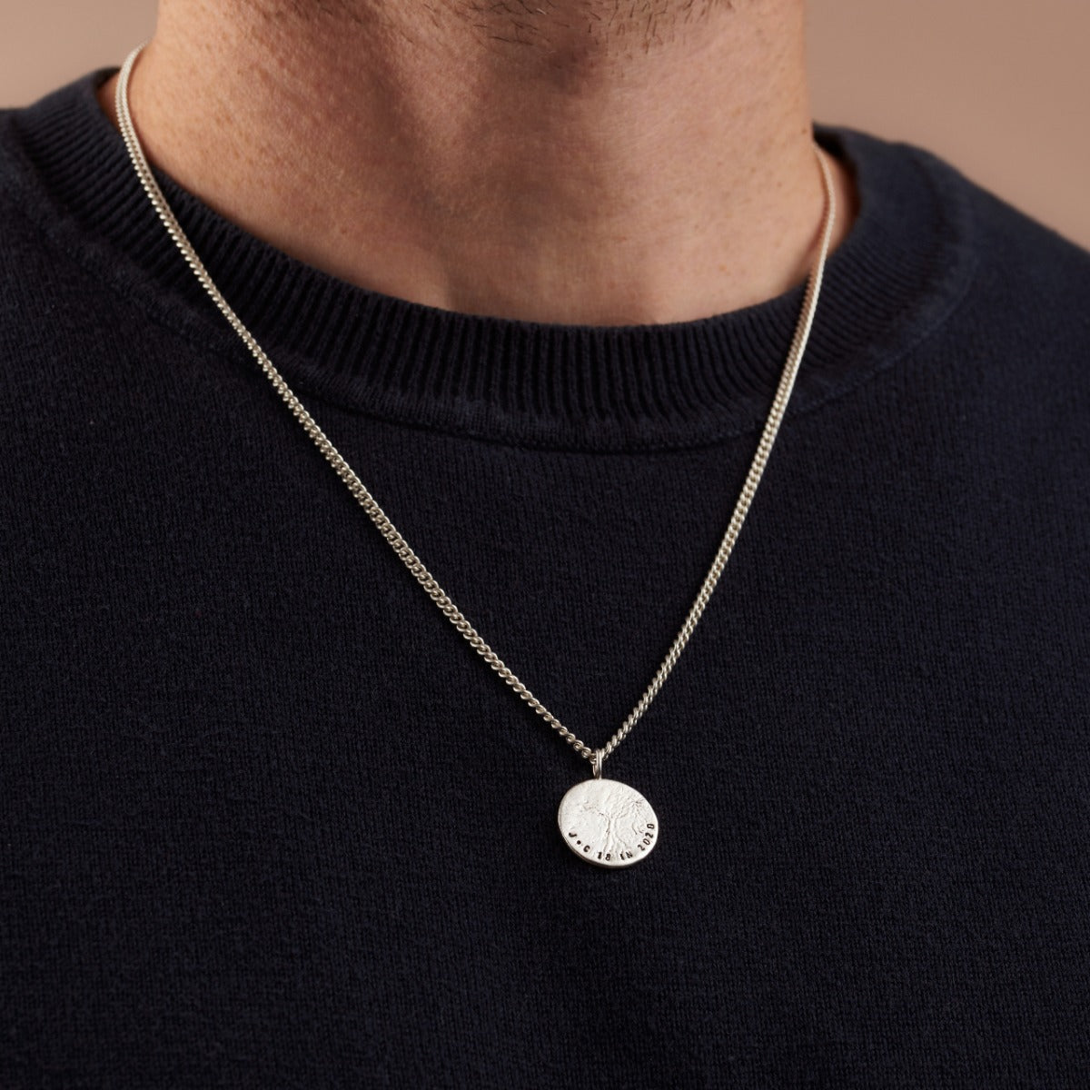 Personalised Men's Molten Disc Necklace