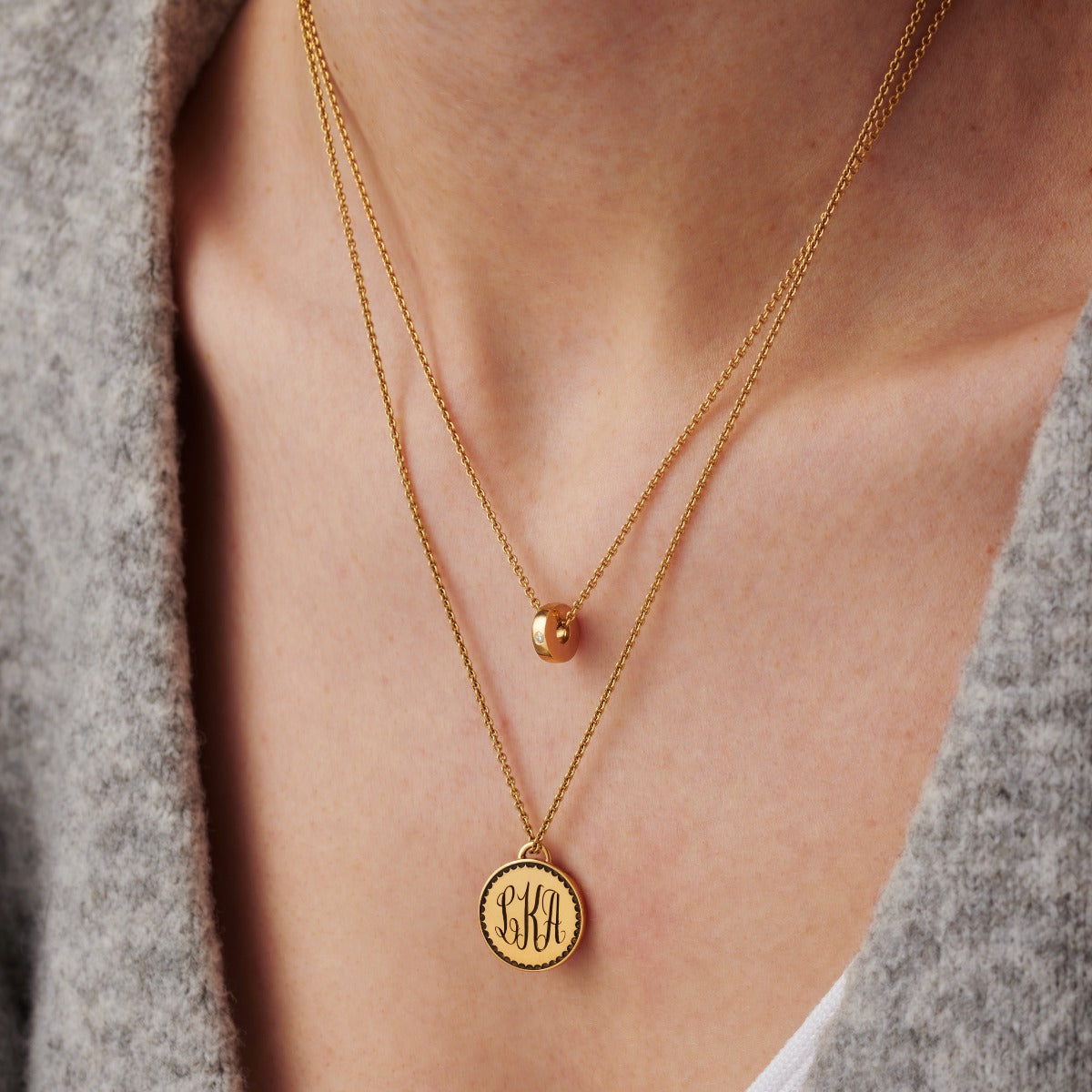 Monogrammed Scalloped Disc Necklace