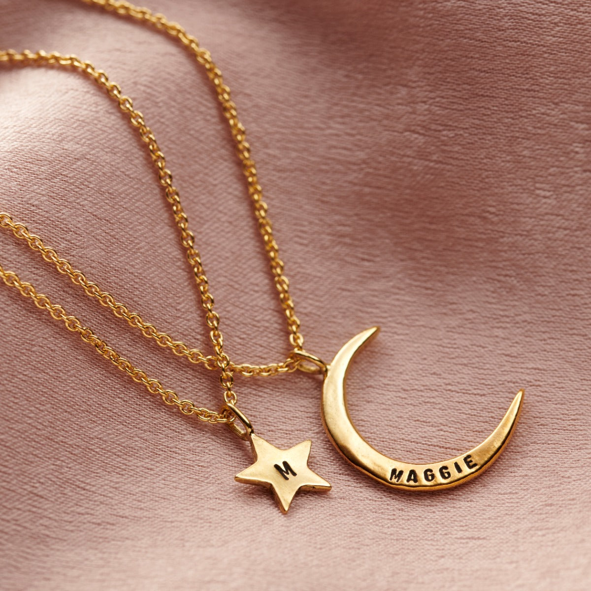 Moon & Star Personalised Layered Necklace Set