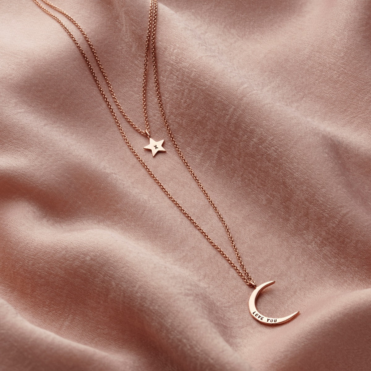 Moon & Star Personalised Layered Necklace Set