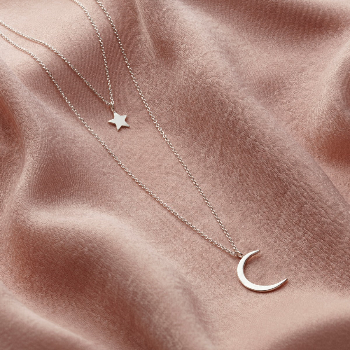 Moon & Star Personalised Layered Necklace Set